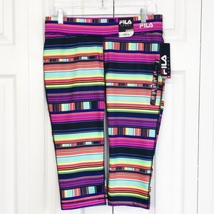 NWT Fila Sport Colorful Bold Stripe Skimmer Capri Leggings Medium